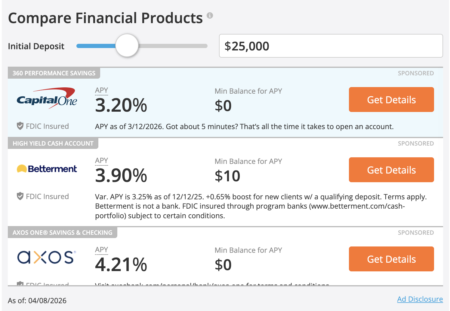 compare financial products