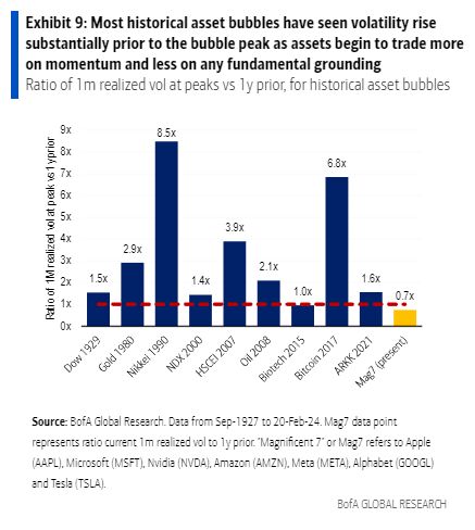 Most Historical Asset Bubbles Have Seen Volatility Rise Substantially Prior to the Bubble Peak As Assets Begin to Trade More on Momentum and Less on Any Fundamental Grounding