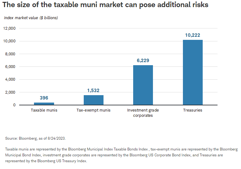 The size of the taxable muni market can pose additional risks