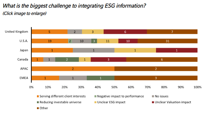 What is the biggest challenge to integrating ESG information