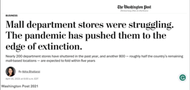 Mall Department stores struggling