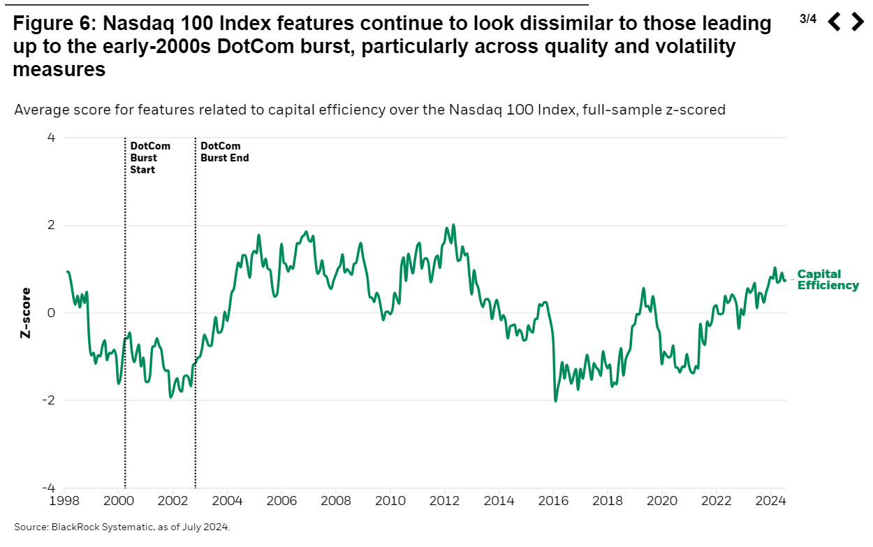 Average score for features related to capital efficiency over the Nasdaq 100 Index