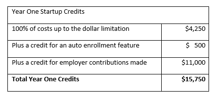 Year One Start Up Credits