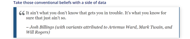 Take those conventional beliefs with a side of data